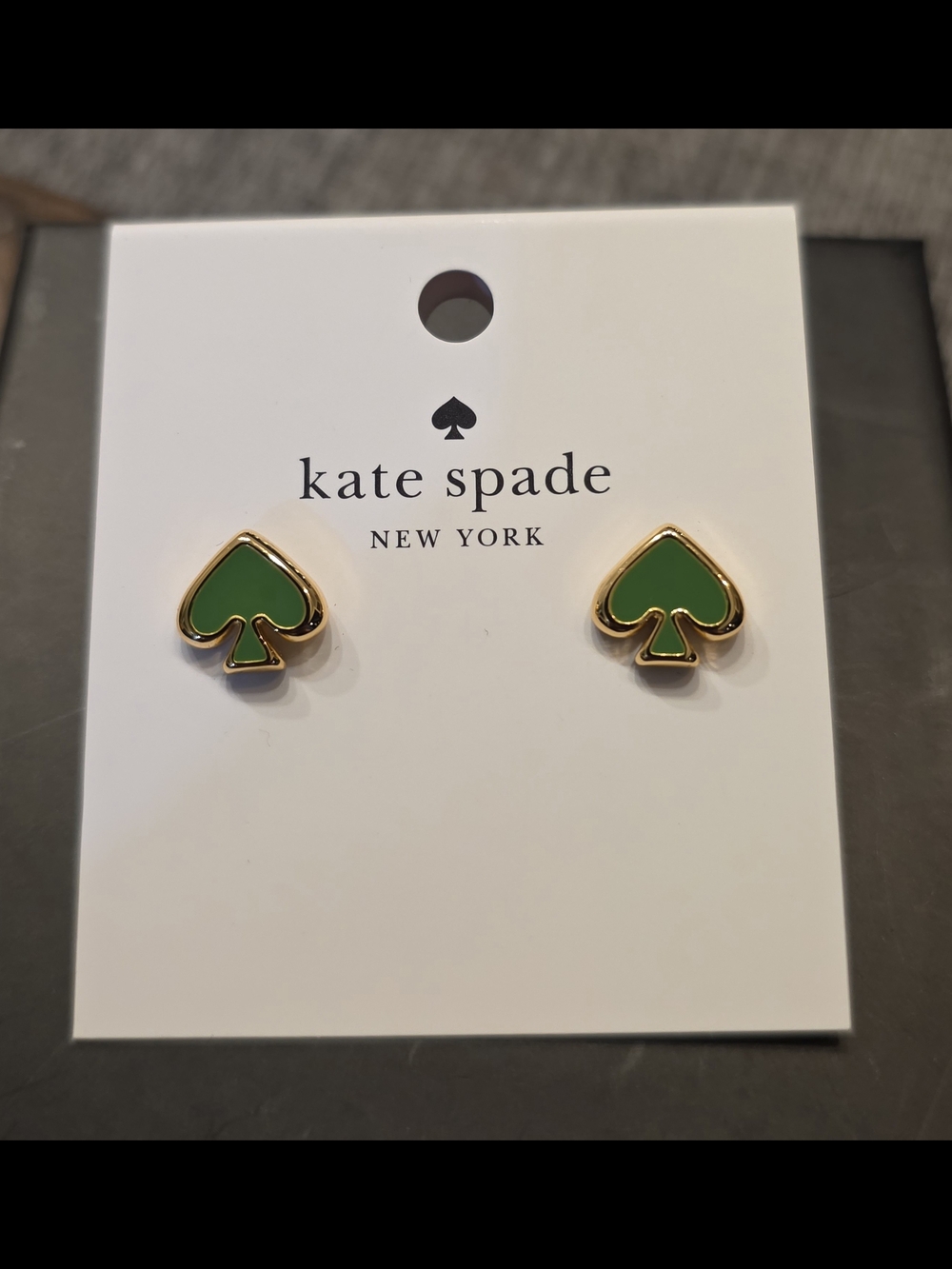 Kate Spade Everyday Spade Enamel Stud Earrings – Green & Gold